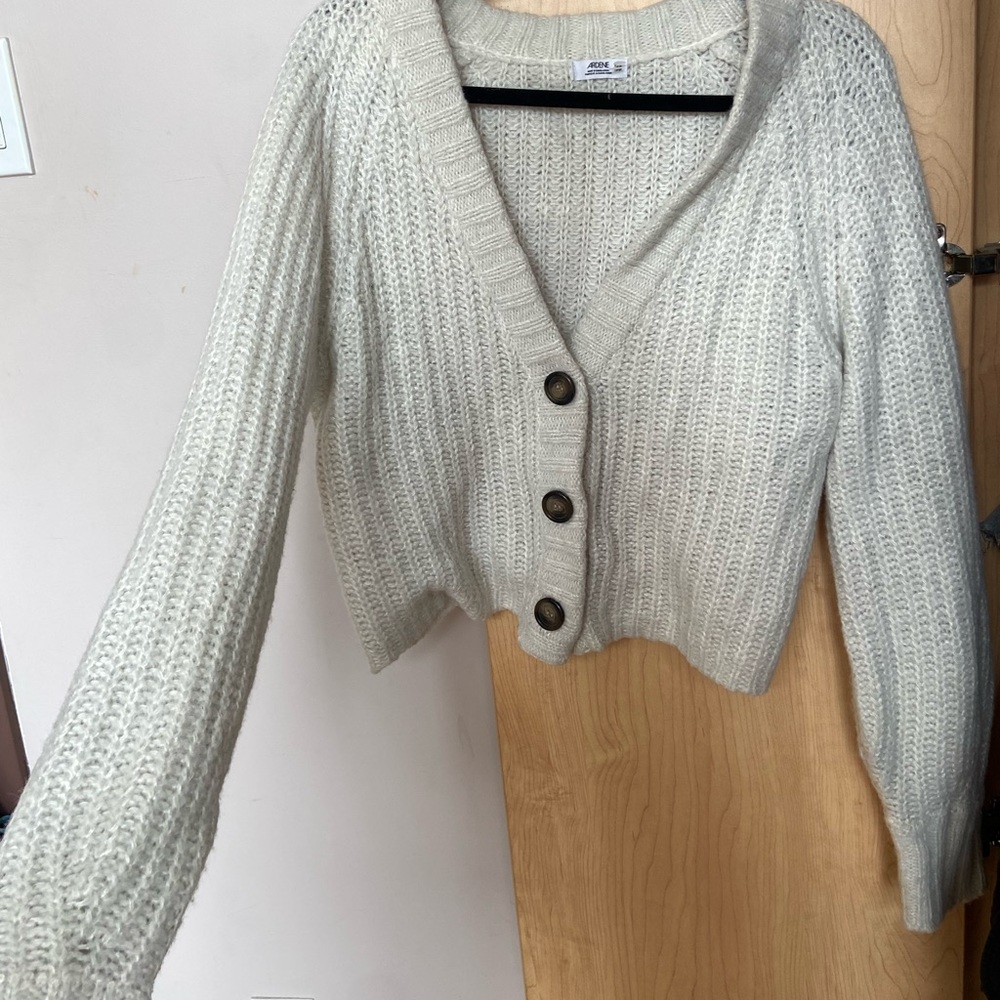 Ardene fluffy yarn white cardigan